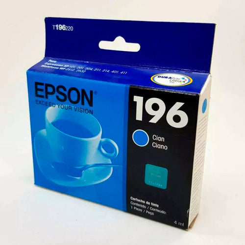 Cartucho Epson 196 Cian, 290 Páginas T196220