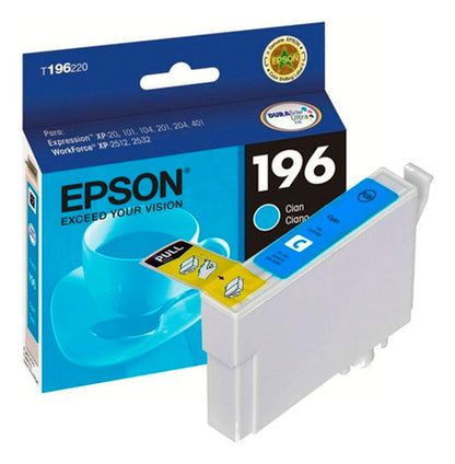 Cartucho Epson 196 Cian, 290 Páginas T196220