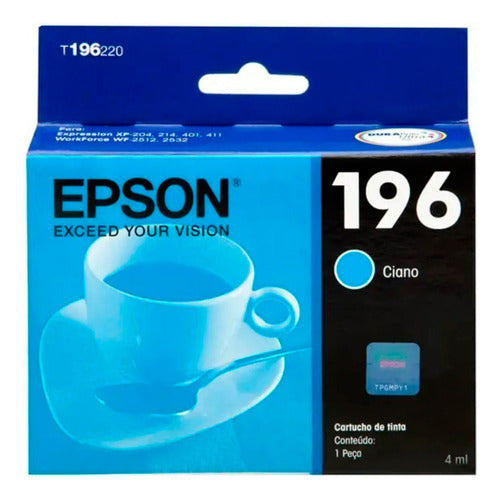 Cartucho Epson 196 Cian, 290 Páginas T196220