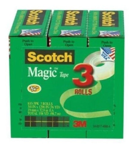 Cinta Adhesiva 3m 8103 Magic Tape 1.9x33m Paq/3 Pzas
