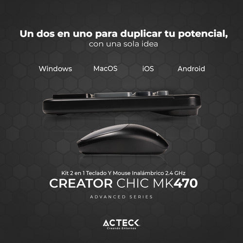 Kit De Teclado Y Mouse Acteck Creator Chic Mk470 Inalámbrico