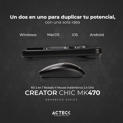 Kit De Teclado Y Mouse Acteck Creator Chic Mk470 Inalámbrico