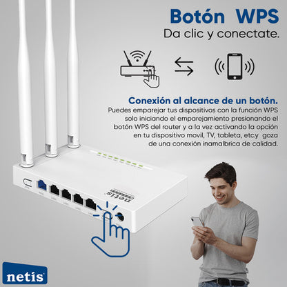 Netis Router Repetidor Wifi De 300 Mbps Wf2409e 3 Ant Blanco
