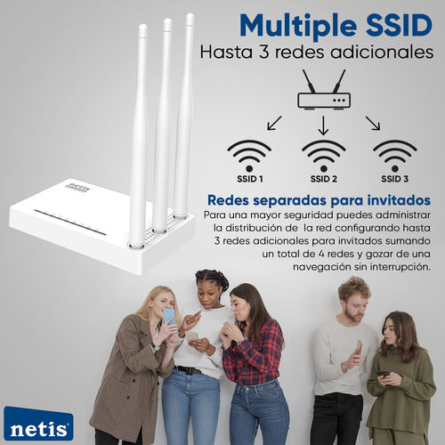Netis Router Repetidor Wifi De 300 Mbps Wf2409e 3 Ant Blanco