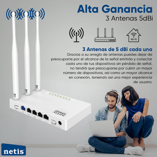 Netis Router Repetidor Wifi De 300 Mbps Wf2409e 3 Ant Blanco