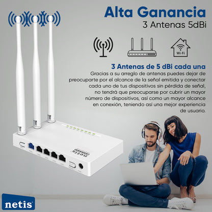 Netis Router Repetidor Wifi De 300 Mbps Wf2409e 3 Ant Blanco