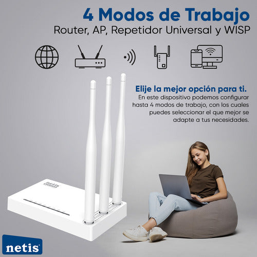 Netis Router Repetidor Wifi De 300 Mbps Wf2409e 3 Ant Blanco