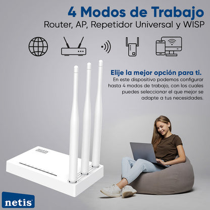 Netis Router Repetidor Wifi De 300 Mbps Wf2409e 3 Ant Blanco
