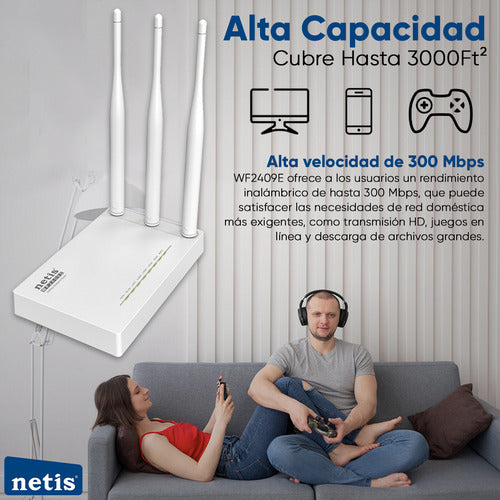 Netis Router Repetidor Wifi De 300 Mbps Wf2409e 3 Ant Blanco