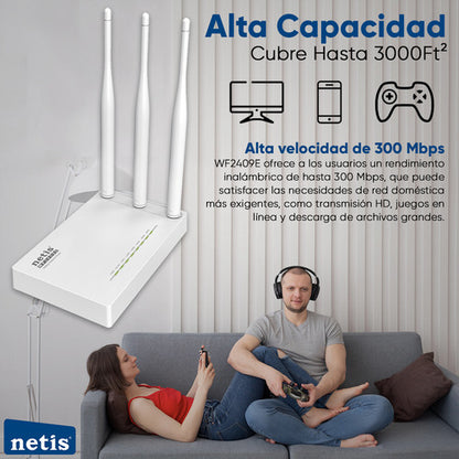 Netis Router Repetidor Wifi De 300 Mbps Wf2409e 3 Ant Blanco
