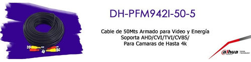Dahua Cable Siames Video Y Energia 50mts Hasta 4k Int Y Ext