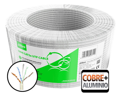Bobina Cable Utp Cat5e Dahua 100m Blanco Interior Cca
