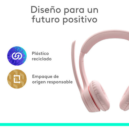 Logitech Audífonos Micrófono Zone 300, Bluetooth Usb-c Rosa