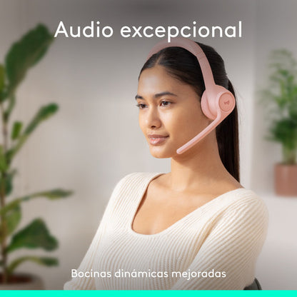 Logitech Audífonos Micrófono Zone 300, Bluetooth Usb-c Rosa