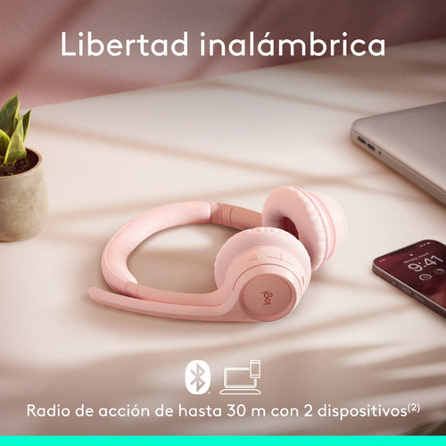 Logitech Audífonos Micrófono Zone 300, Bluetooth Usb-c Rosa
