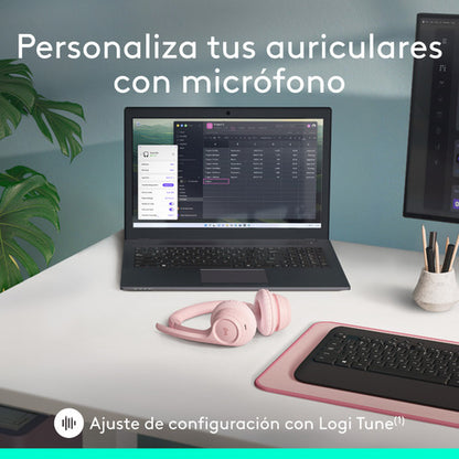 Logitech Audífonos Micrófono Zone 300, Bluetooth Usb-c Rosa