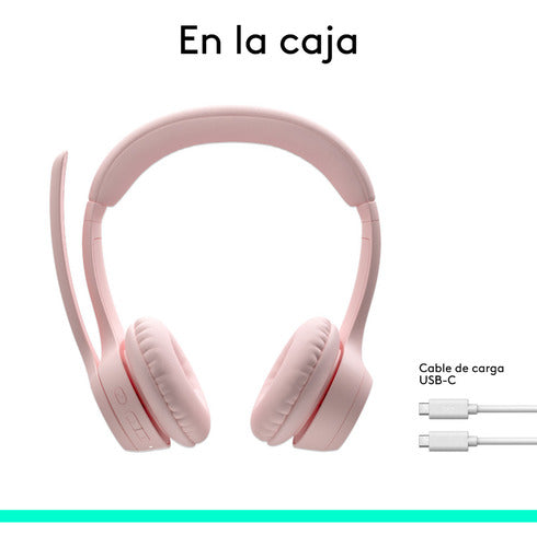 Logitech Audífonos Micrófono Zone 300, Bluetooth Usb-c Rosa