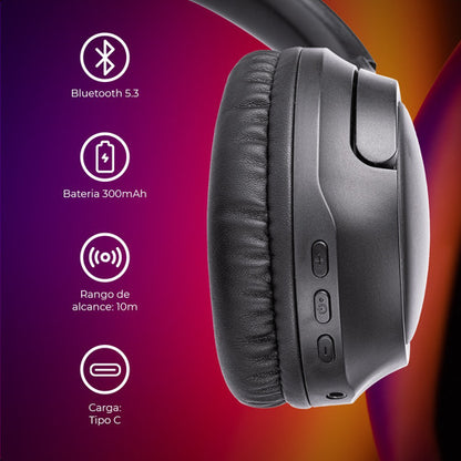 Techzone Audífonos Con Micrófono Tzdj02, Bluetooth, Usb-c