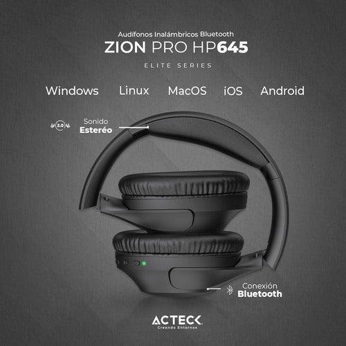 Acteck Audífonos Con Micrófono Zion Pro Hp645 Bluetooth Negr
