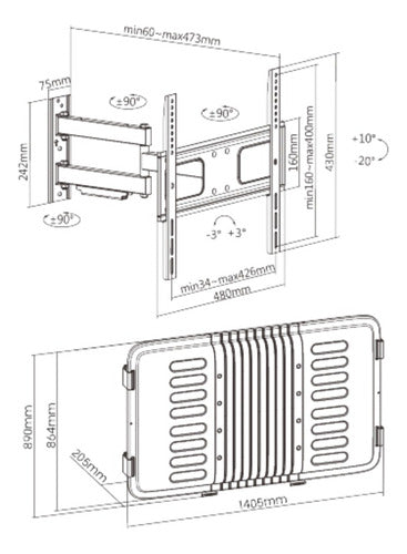 Soporte Ovaltech Exterior Movil Pantalla Tv 32  A 55