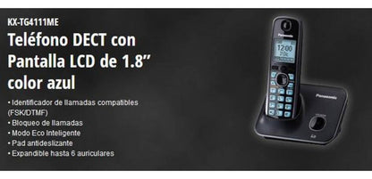 Teléfono Dect Con Pantalla Lcd De 1.8 Color Azul