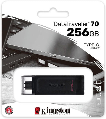 Memoria Usb Kingston Datatraveler 70, 256gb, Usb-c 3.2 Negro