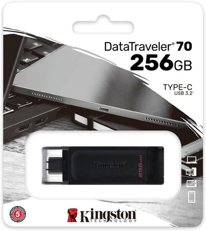 Memoria Usb Kingston Datatraveler 70, 256gb, Usb-c 3.2 Negro