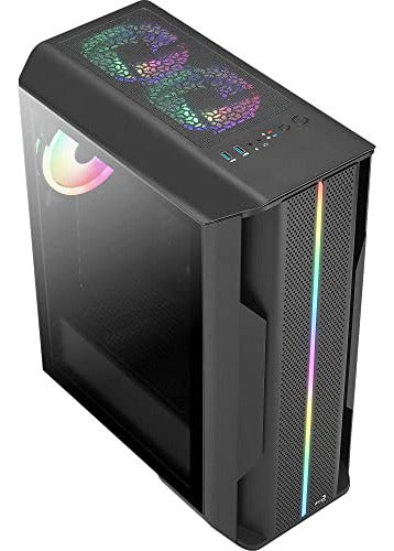 Gabinete Aerocool Splinter Duo Ventana Argb Midi-tower 3vent Negro