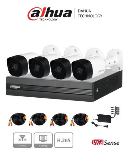 Dahua Kit Vigilancia Dh-kit/xvr5104hs-4kl-i 4 Cámaras Bullet