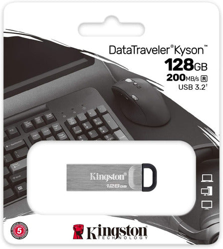 Memoria Usb Kingston Datatraveler Kyson, 128gb Usb 3.2 Plata
