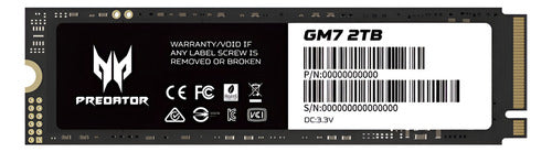 Ssd Acer Gm7 Nvme, 2tb, Pci Express 4.0, M.2 Bl.9bwwr.119