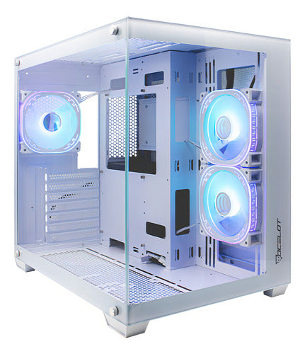 Gabinete Gamer Ocelot Cube Atx Cristal Templado Blanco