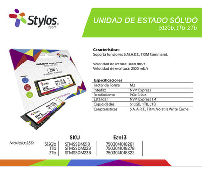 Ssd Stylos Stmssdm22b Nvme, 1tb, Pci Express 4.0, M.2
