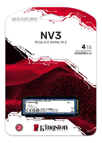 Ssd Kingston Nv3 Nvme, 4tb M.2 6000 Mb/s Lectura Pci E 4.0