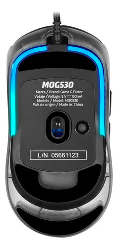 Mouse Gamer Game Factor Óptico Mog530 Alámb Usb, 12.000dpi