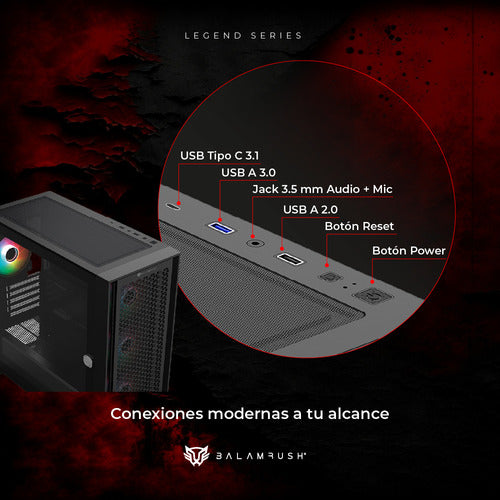 Gabinete Balam Rush Carbono Twin Mate 6000 Rgb Midit Blanco