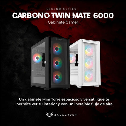 Gabinete Balam Rush Carbono Twin Mate 6000 Rgb Midit Blanco