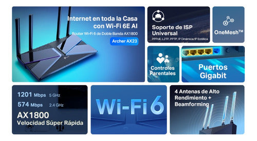 Router Tp-link Gigabit Ethernet Ax1800 Arch Ax23 Mesh Wi-fi6