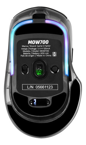 Mouse Gamer Game Factor Óptico Mow700 Bluetooth  26.000dpi