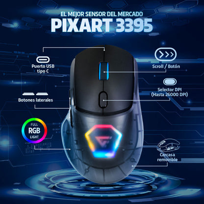 Mouse Gamer Game Factor Óptico Mow700 Bluetooth  26.000dpi