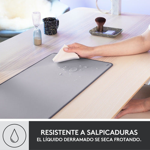 Logitech Desk Mat Studio Series, Alfombrilla De Escritorio Color Gris