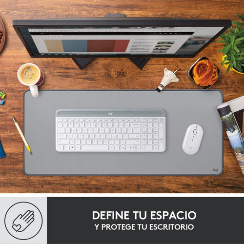 Logitech Desk Mat Studio Series, Alfombrilla De Escritorio Color Gris