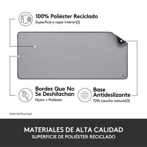 Logitech Desk Mat Studio Series, Alfombrilla De Escritorio Color Gris