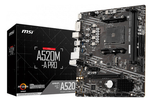 Tarjeta Madre Msi Micro Atx A520m-a Pro, S-am4 64gb Ddr4 Amd