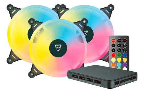 Ventilador Ocelot Ofkit-2 Argb 120mm 1200 3 Pzas Controlador