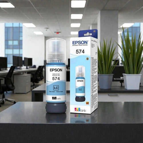 Tanque De Tinta Epson T574 Cian Claro, 70ml, 7.300 Páginas