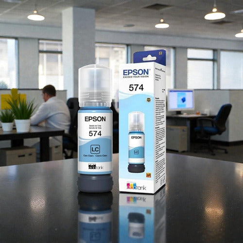 Tanque De Tinta Epson T574 Cian Claro, 70ml, 7.300 Páginas