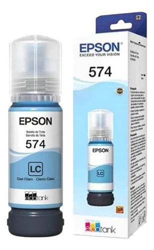Tanque De Tinta Epson T574 Cian Claro, 70ml, 7.300 Páginas