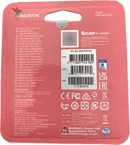 Memoria Usb Adata Uv320, 256gb Usb 3.1 100mb/s Verde/blanco