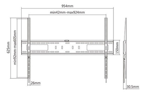 Ovaltech Soporte De Pared Ovtv-f60100 Pantalla 60-100  75kg